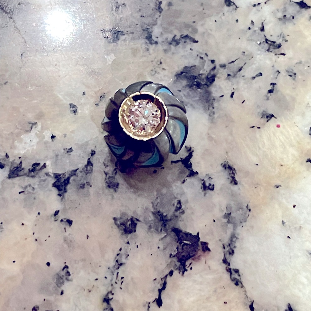 Galatea Pearl, Turquoise Diamond Tahitian Pearl Charm